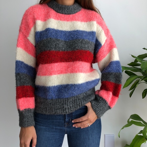 Zara Sweaters - Zara Knit striped mock neck sweater S
